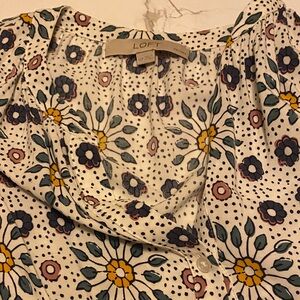 LOFT Multicolor Floral and Dot Blouse